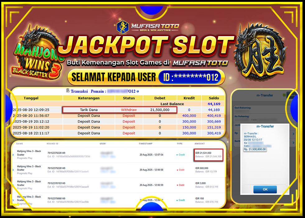 MUFASATOTO JACKPOT PRAGMATIC PLAYRp.21.500.000|LUNAS